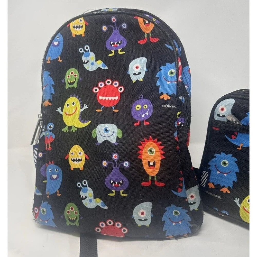 Wildkin Monsters Black Kids Backpack-12 “ Matching Lunchbox Pack